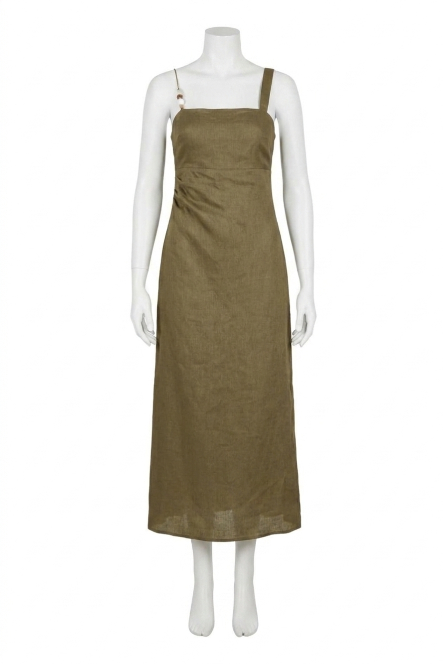 NEW LUCY PARIS dezie bead detail midi dress in olive